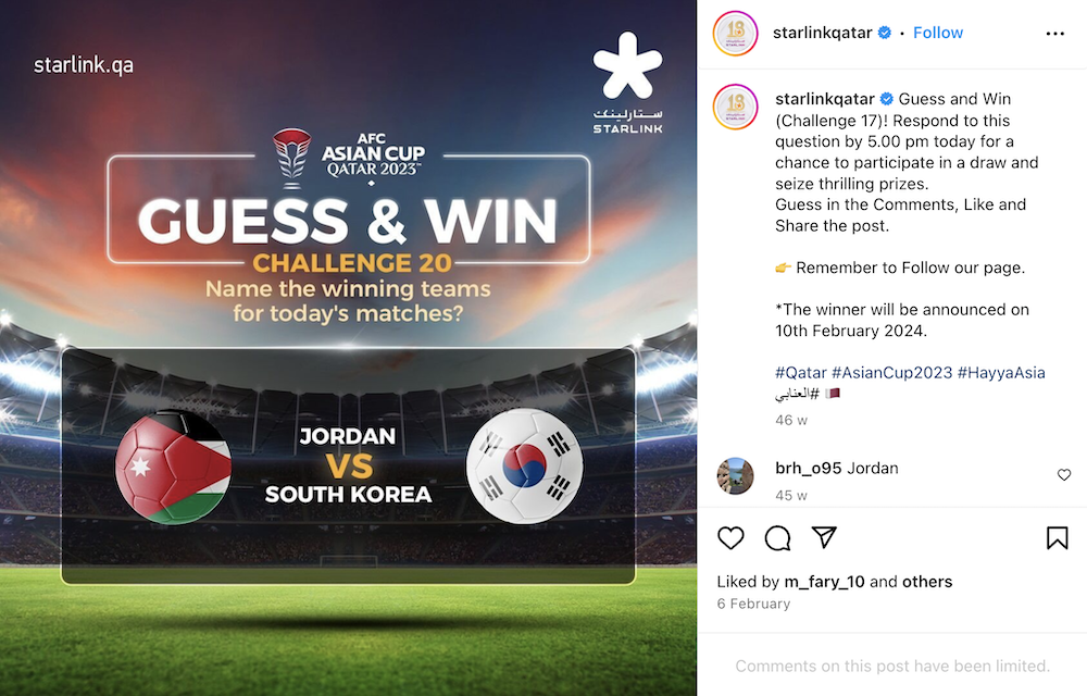 10 Creative Social Media Contest Ideas To Grow Your Brand 6 Starlink Qatar Guess the Score Contest