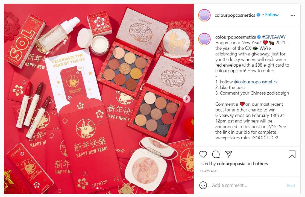 10 Creative Social Media Contest Ideas To Grow Your Brand 11 colourpop 1
